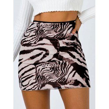 

Printed Mesh Overlay Picot Trim Mini Skirt, Light pink