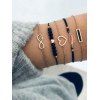 5 Pièces Ensemble de Bracelet Chaîne Cœur Plume Evidé - d'or 