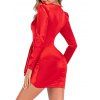 Plunge Ruffle Bodycon Mini Dress - RED L