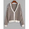 Cardigan Maille Lâche Graphique à Col V - multicolor L