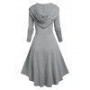 Hooded High-low Marled Dress - LIGHT GRAY M