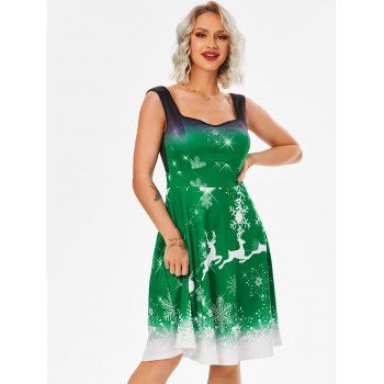 

Christmas Ombre Snowflake Elk Print Dress, Medium sea green