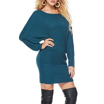 

Batwing Sleeve Mini Bodycon Sweater Dress, Deep blue