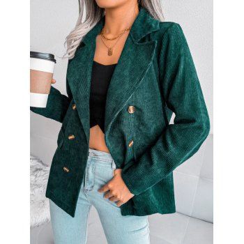 

Corduroy Flap Detail Lapel Jacket, Deep green