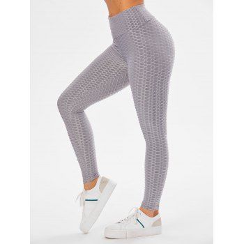 

Ruched Butt Textured Leggings, Gray
