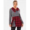 Plaid Print Lace-up 2 In 1 Sweater - GRAY L