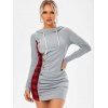 Robe à Capuche Plissée à Carreaux - Gris XXXL