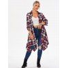 Plaid Belted Roll Up Sleeve Handkerchief Dress - multicolor XL