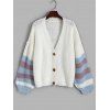 Cardigan Lâche Rayé à Manches Lanternes - Blanc L
