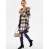 Faux-fur Trim Hooded Checked Coat - COFFEE L