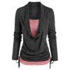 T-shirt Sanglé Chiné Imprimé en Fausse Deux Pièces - multicolor L