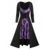 Ensemble de Haut Long à Lacets Style Corset et Mini Robe à Carreaux à Bretelle - Noir XXXXL