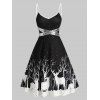 Sequined Reindeer Print Mini Cami Dress - BLACK M