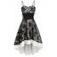 Summer Lace Up Corset Waist High Low Dress - BLACK S