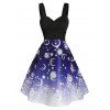 Robe Croisée à Imprimé Lune et Soleil en Ligne A Longueur Genou - multicolor A L