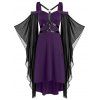 Robe Vintage Gothique Harnais à Manches Evasées à Epaules Dénudées en Mousseline de Soi - Iris Pourpre S