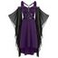 Vintage Harness Flare Sleeve Cold Shoulder Chiffon Dress - PURPLE IRIS M
