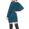 Batwing Sleeve Mini Bodycon Sweater Dress - DEEP BLUE L