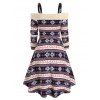 Knitted Tribal Print Cold Shoulder High Low Dress - WHITE L