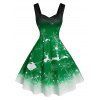 Christmas Ombre Snowflake Elk Print Dress - MEDIUM SEA GREEN L