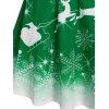 Robe de Noël Ombrée à Imprimé Flocon de Neige et Cerf - Vert Mer Moyen XL