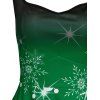 Robe de Noël Ombrée à Imprimé Flocon de Neige et Cerf - Vert Mer Moyen 2XL