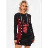 Robe à Capuche Plissée à Carreaux - Noir XXL