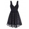 O Rings Surplice Lace Dress - BLACK M