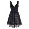 O Rings Surplice Lace Dress - BLACK M