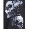 T-shirt à Imprimé Crâne en Dentelle Insérée - Noir XXL