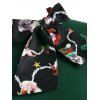 Christmas Funny Dog Print Bow Tie Vintage Dress - DEEP GREEN XL