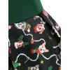 Christmas Funny Dog Print Bow Tie Vintage Dress - DEEP GREEN 2XL