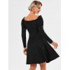 Vintage Corset Style Lace Up Gigot Sleeve Off The Shoulder A Line Dress - BLACK XXXL