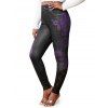 Legging Moulant à Imprimé 3D Fleur en Dentelle Insérée de Grande Taille - Noir 1X