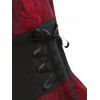 Robe d'Eté Haute Basse à Lacets à Taille Empire - Rouge Vineux M