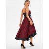 Summer Lace Up Corset Waist High Low Dress - RED WINE S