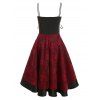 Lace Up Corset Waist High Low Dress - RED WINE XL