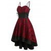 Lace Up Corset Waist High Low Dress - RED WINE XL