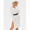 Robe Pull Fendue Côtelée à Goutte Epaule en Maille - Blanc M