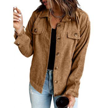 

Button Up Corduroy Jacket, Light coffee