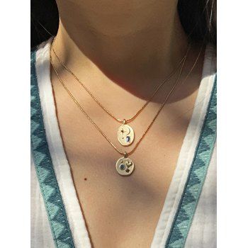 

2 Pcs Heart Moon Star Charm Necklace Set, Golden