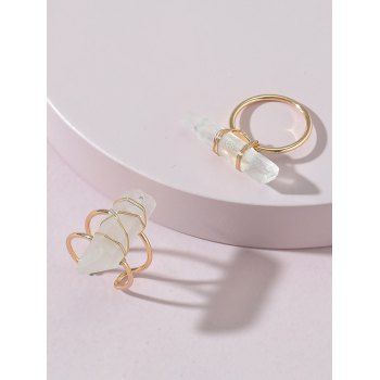 

2 Pcs Irregular Natural Stone Ring Set, Golden