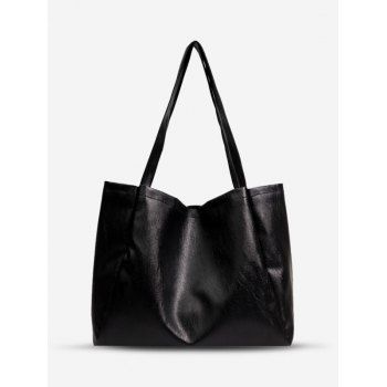

Minimalist Solid PU Leather Tote Bag, Black