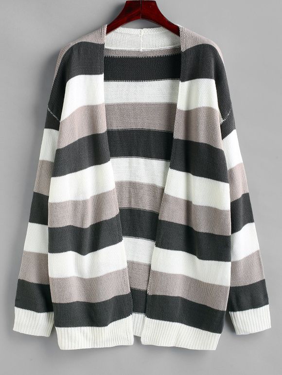 Cardigan Ouvert Rayé - multicolor L
