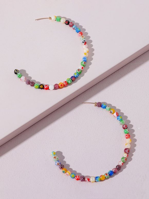 Boucles D'Oreilles Perlées en Forme C - multicolor A 