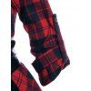 Robe Mini Mouchoir Convertible Ceinturée à Carreaux à Manches Roulées - Rouge XL