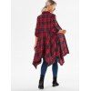 Robe Mini Mouchoir Convertible Ceinturée à Carreaux à Manches Roulées - Rouge XL