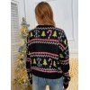 Crew Neck Christmas Snowflake Tree Umbrella Sweater - BLACK L