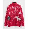 Roll Neck Christmas Graphic Sweater - RED L