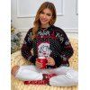 Santa Claus Snowflake Loose Christmas Sweater - BLACK L